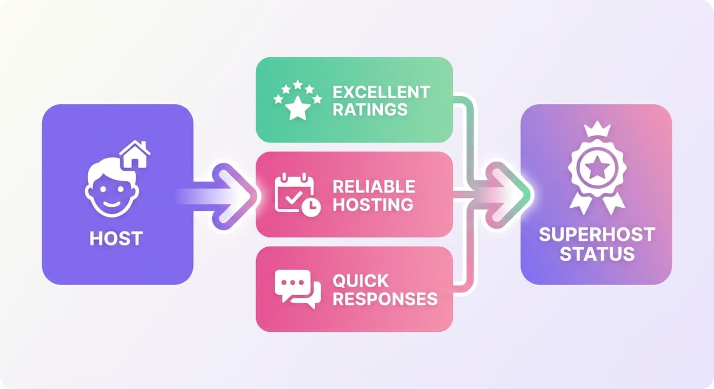 Visual explanation of what is a superhost on airbnb for short-term rental hosts
