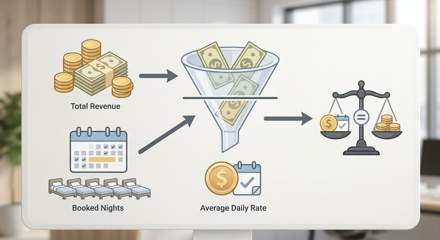Visual explanation of what is average daily rate in short term rentals for short-term rental hosts