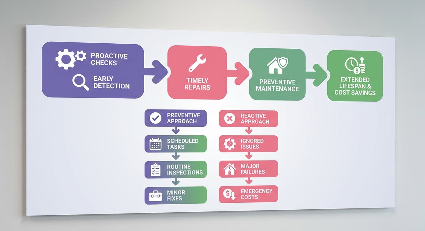 Visual explanation of what is preventive property maintenance for short-term rental hosts