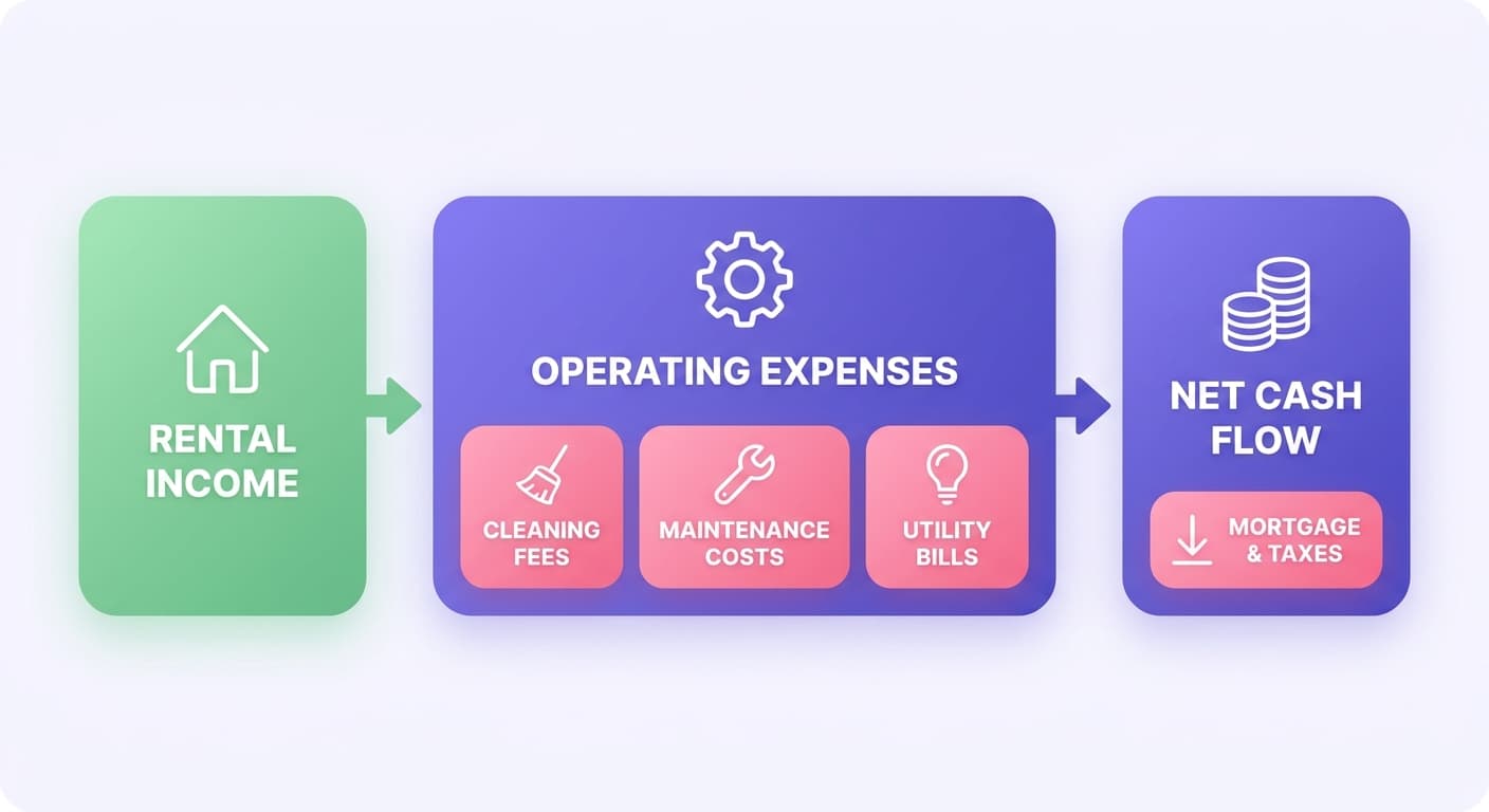 Visual explanation of what is cash flow in property management for short-term rental hosts