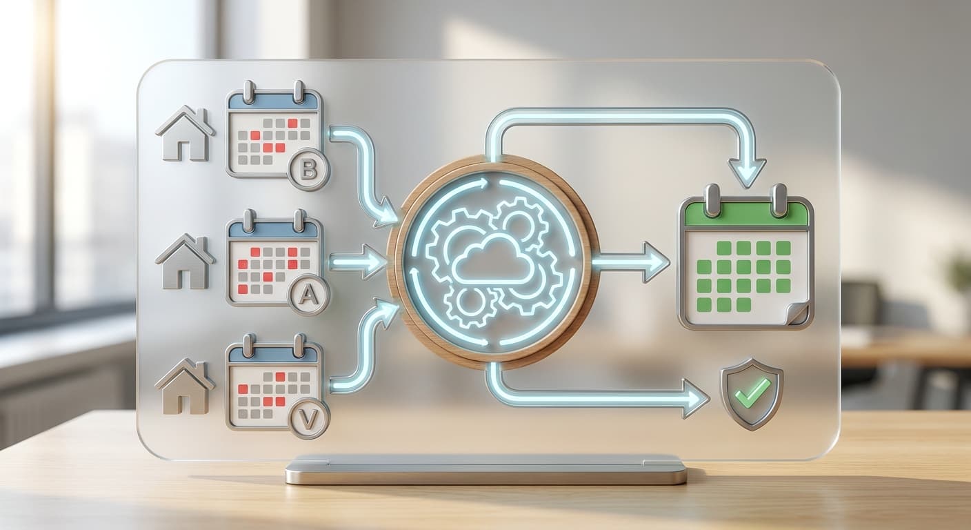 Visual explanation of what is vacation rental calendar sync for short-term rental hosts