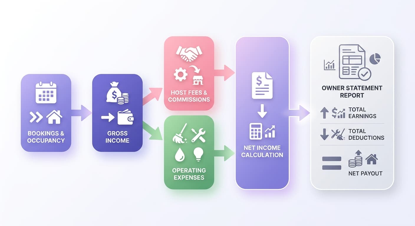 Visual explanation of what is an owner statement for short-term rental hosts