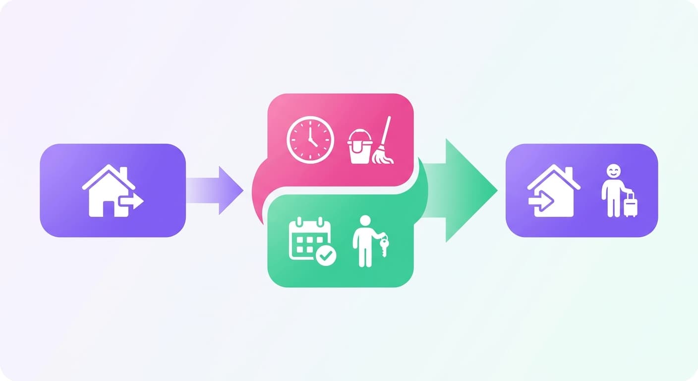 Visual explanation of what is a same-day turnover for short-term rental hosts