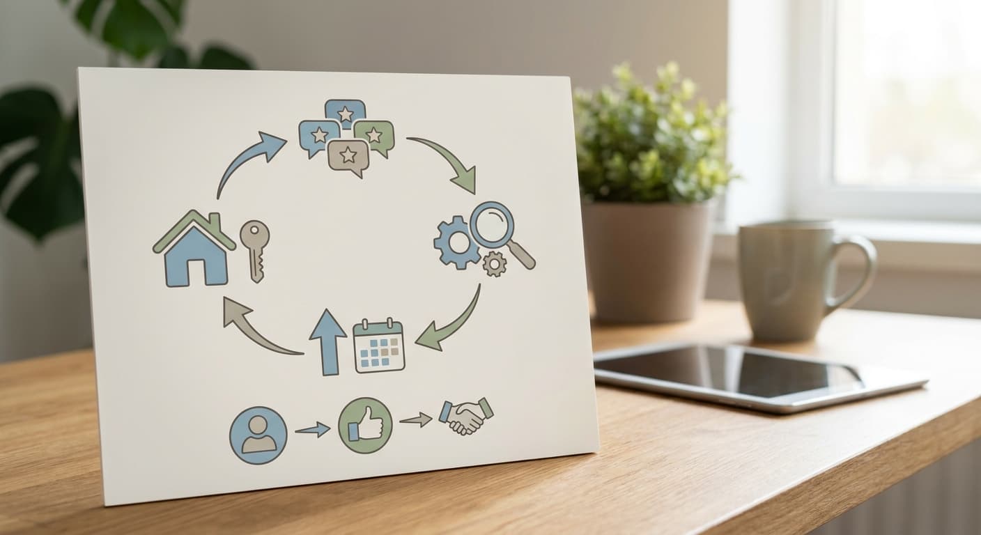 Visual explanation of what is review management in rentals for short-term rental hosts