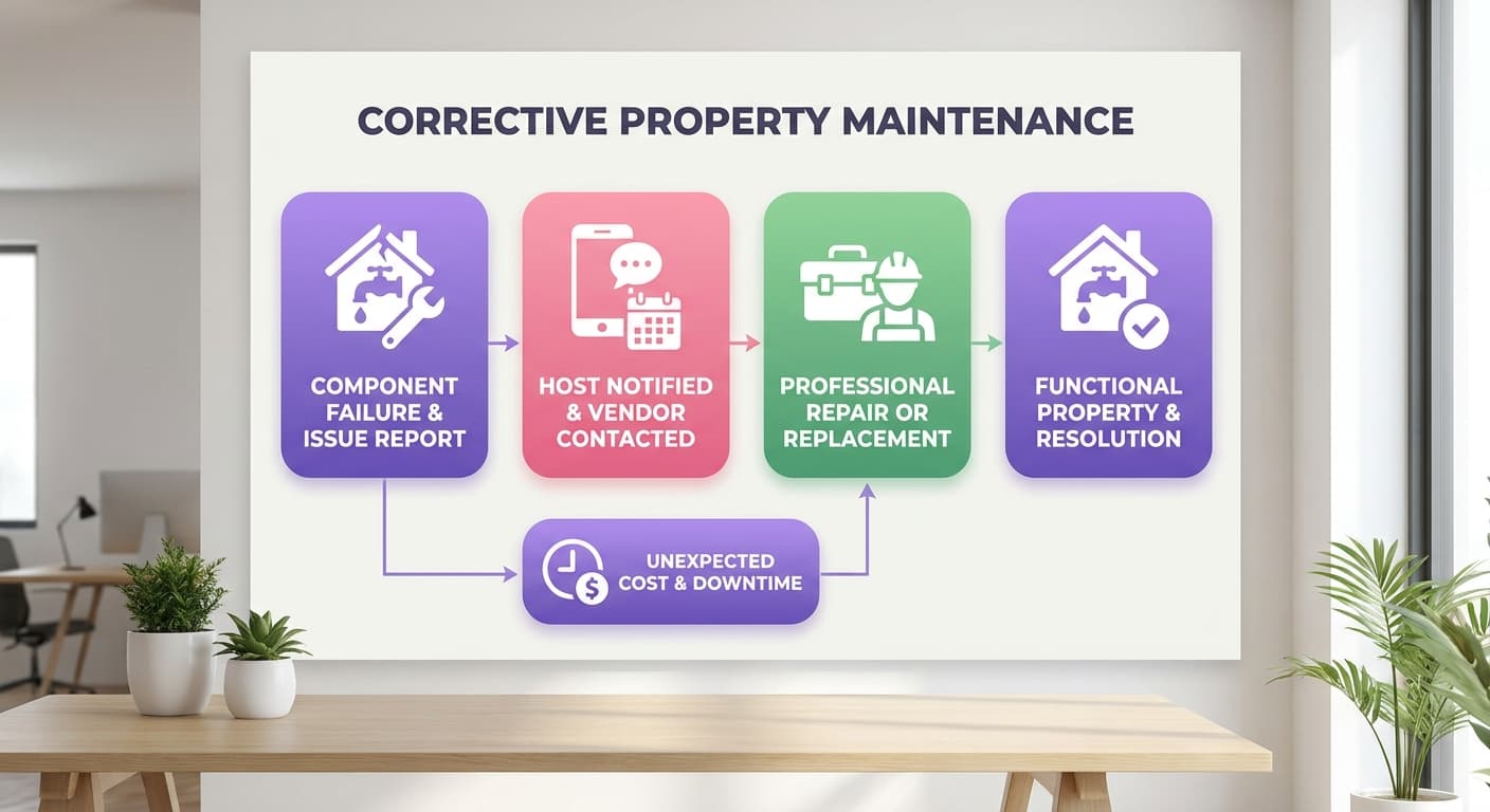 Visual explanation of what is corrective property maintenance for short-term rental hosts