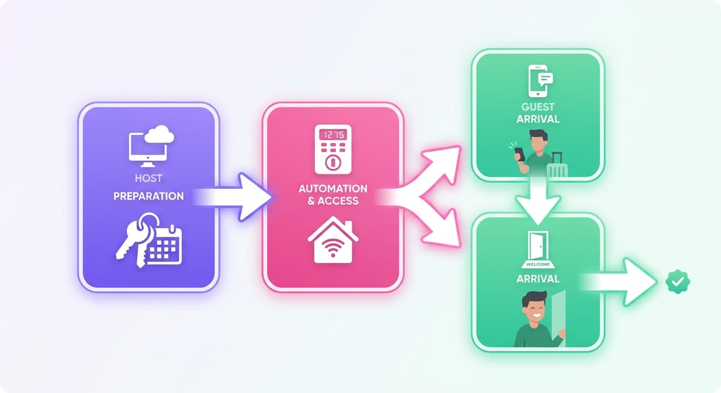 Visual explanation of what is self check in for short-term rental hosts