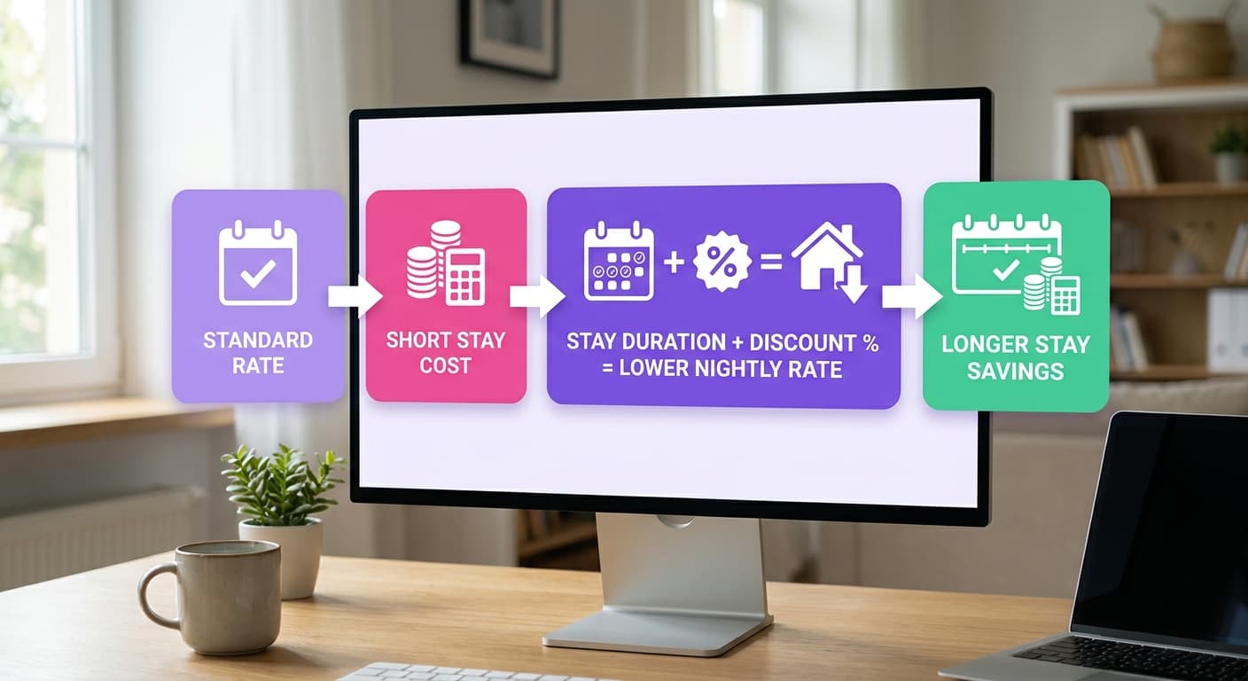 Visual explanation of what is a length-of-stay discount for short-term rental hosts