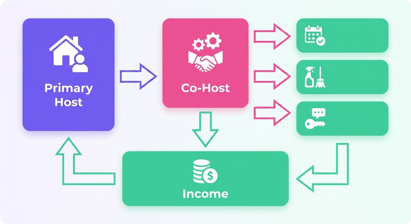 Visual explanation of airbnb co host for short-term rental hosts